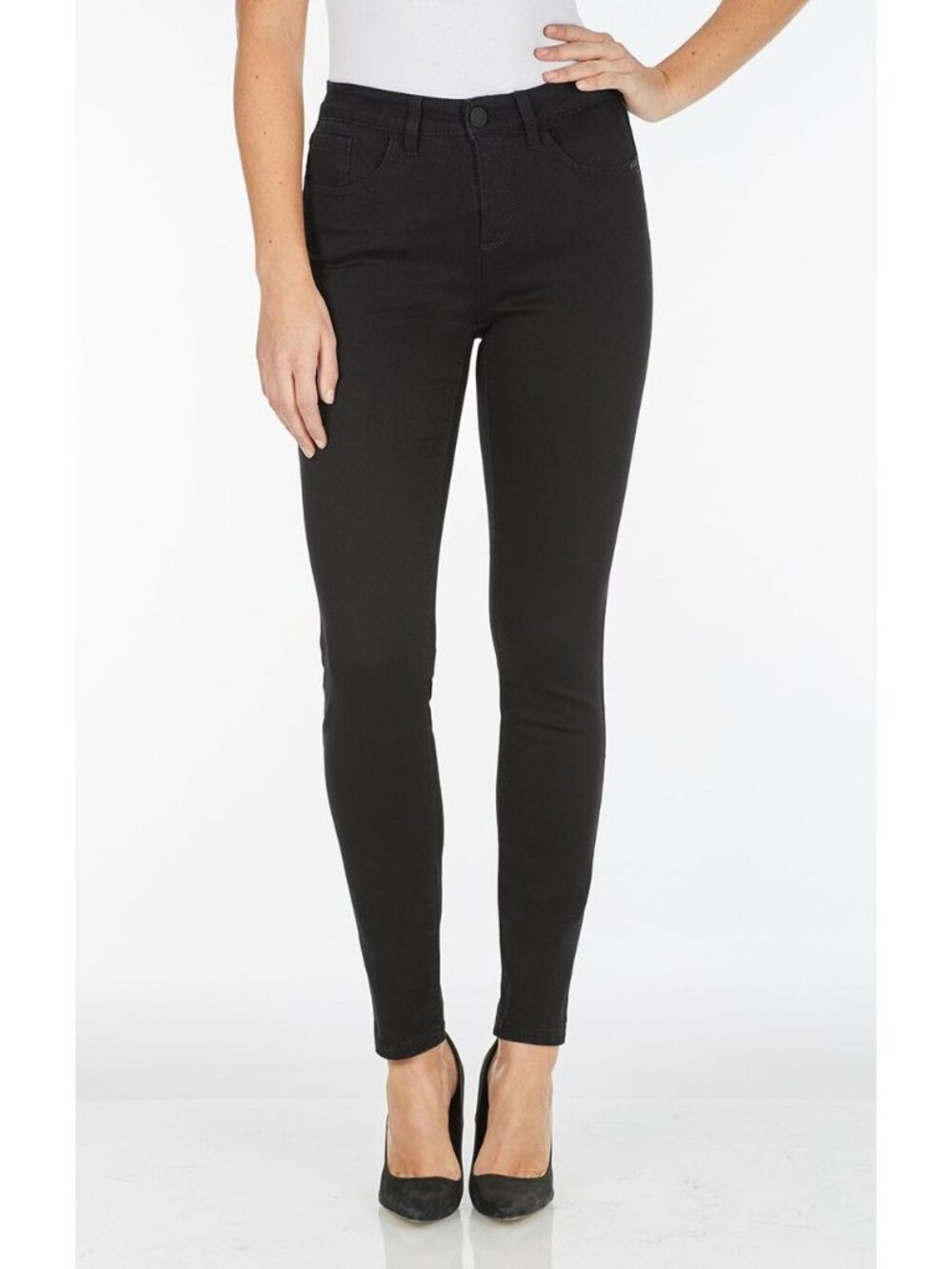 FDJ French Dressing Jeans Size 12P Petite Black Olivia Slim Leg Mid Rise Jeans
